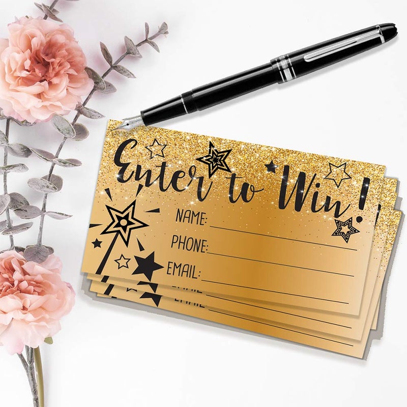Lone Star Art Glittery Raffle Cards Enter to Win - Great for Christmas Party Raffle and Fund Raisings, Raffle Tickets Coupons, Set of 50 Double Sided Raffle Stationery Cards (No Messy Real Glitter) - Image 1